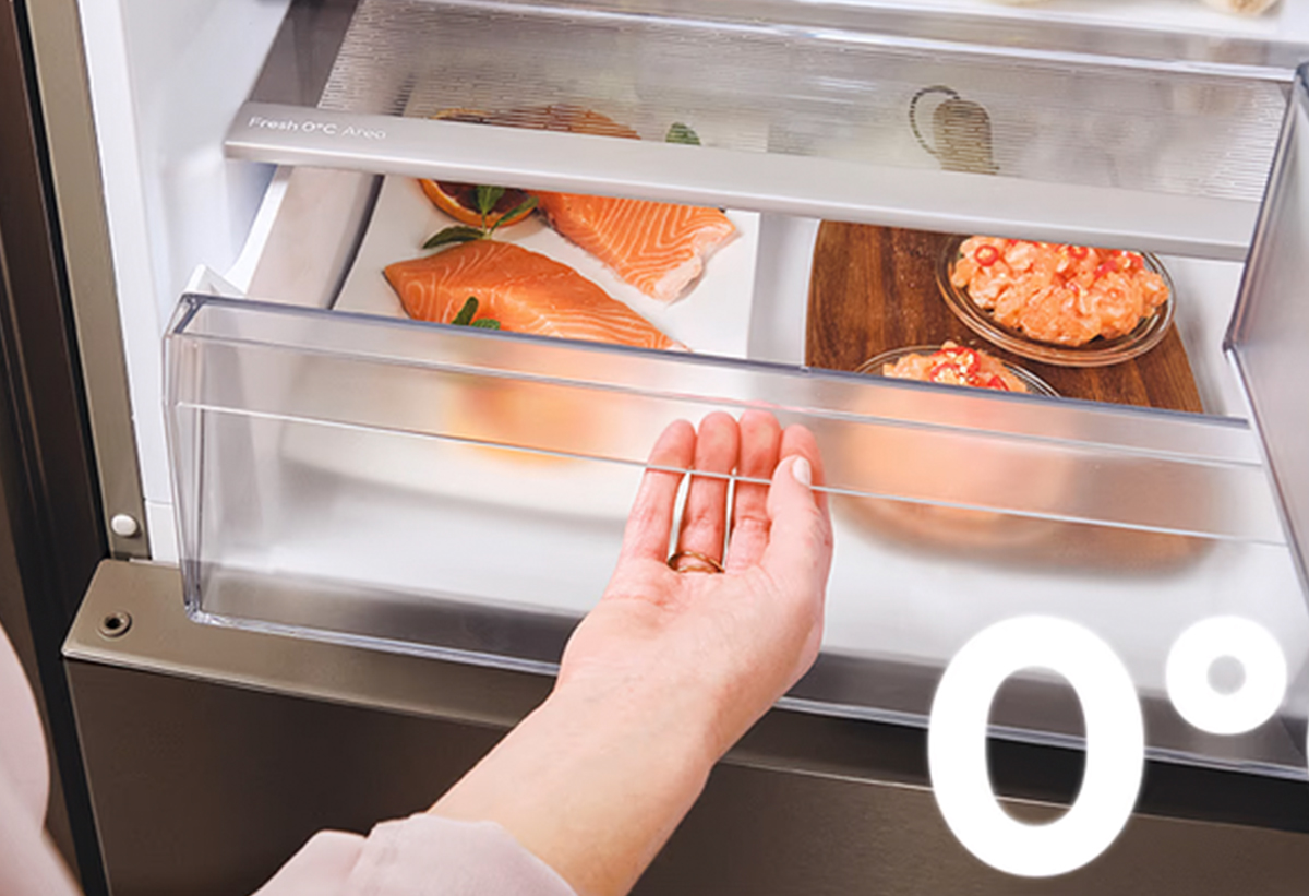 Απεικονίζονται ευαίσθητα τρόφιμα στην περιοχή Fresh 0°.